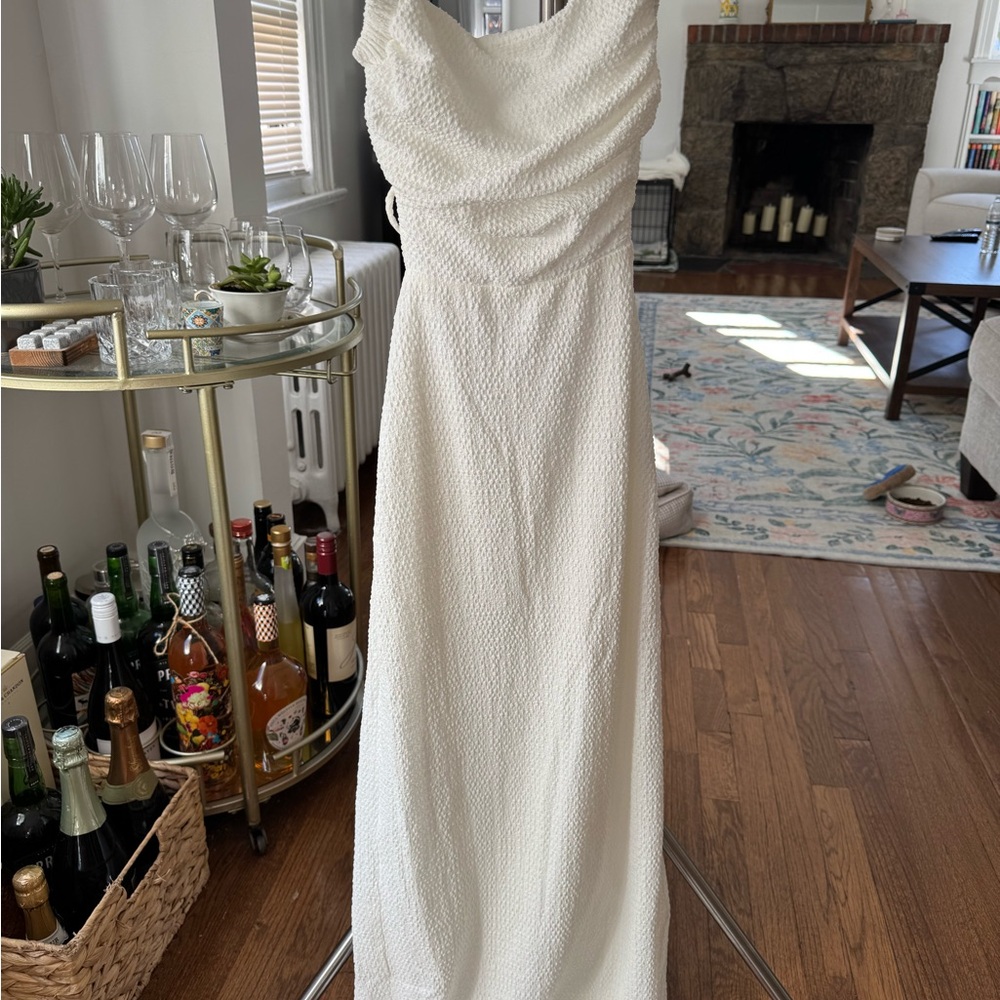 White Fox Boutique Textured White Midi Dress
